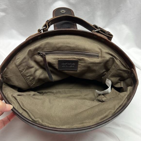 Comptoir Des Cotonniers Dandy Canvas & Leather Doctor's Bag Clam Shell Opening - Picture 9 of 12